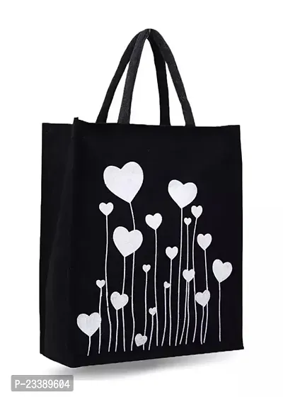 Stylish Black Canvas Printed Tote Bags For Women-thumb0