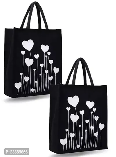 Stylish Black Canvas Printed Tote Bags For Women