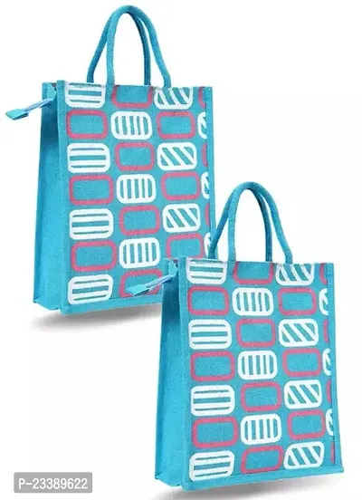 Stylish Blue Canvas Printed Tote Bags For Women