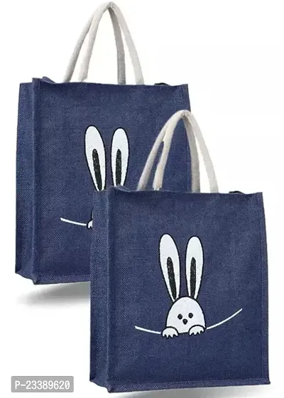 Stylish Navy Blue Canvas Printed Tote Bags For Women