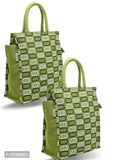 Stylish Green Canvas Printed Tote Bags For Women