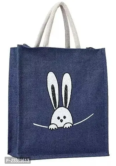 Stylish Navy Blue Canvas Printed Tote Bags For Women-thumb0