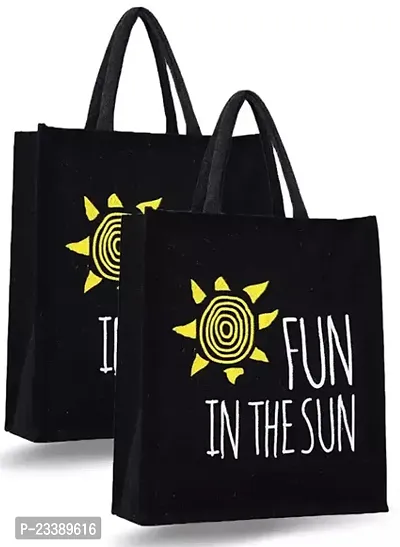 Stylish Black Canvas Printed Tote Bags For Women-thumb0