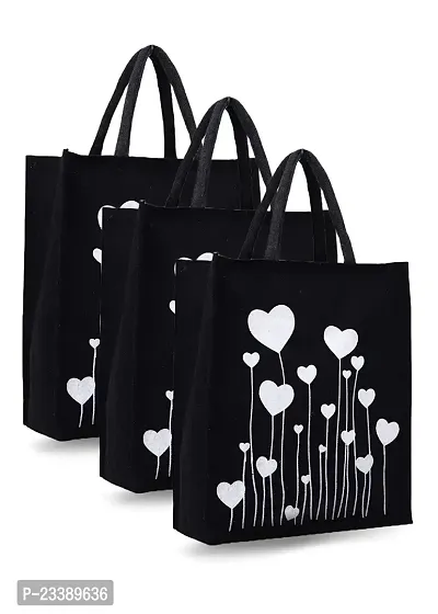 Stylish Black Canvas Printed Tote Bags For Women-thumb0