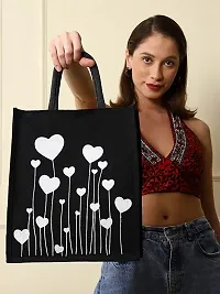 Stylish Black Canvas Printed Tote Bags For Women-thumb3