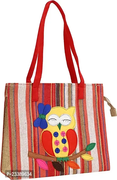 Stylish Red Fabric Printed Tote Bags For Women