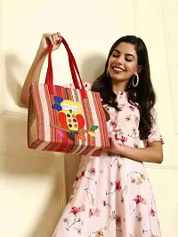 Stylish Red Fabric Printed Tote Bags For Women-thumb3