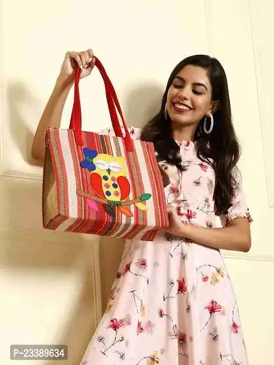 Stylish Red Fabric Printed Tote Bags For Women-thumb4