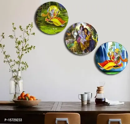 Wall Plates | Wall Arts for Home decoration, Living Room, Bedroom, Office Decor | Wall Sculpture- Set of 3 (Multi Color)