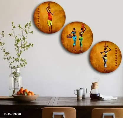 Beautiful Art print Wooden Vintage India Wall Plates- Set of 3 |Home Decor | Painting | Divine | Intricate Designs-thumb0