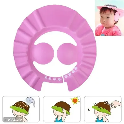 Philocaly Enterprise Adjustable Safe Soft Bathing Baby Shower Hair Wash Cap for Children (Multi Color)-thumb0