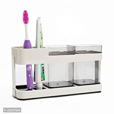 Philocaly Enterprise 2 Cups Toothbrush Toothpaste Stand Holder Storage Organizer - (Pack of 1)