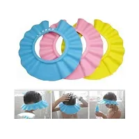 Philocaly Enterprise Adjustable Safe Soft Bathing Baby Shower Hair Wash Cap for Children (Multi Color)-thumb1