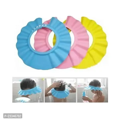 Philocaly Enterprise Adjustable Safe Soft Bathing Baby Shower Hair Wash Cap for Children (Multi Color)-thumb2