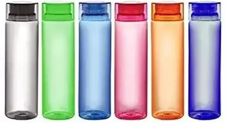 REGOLITH ENTERPRISES Plastic Water Bottle, 1L, Set of 6, Multicolour 1000 ml Bottle  (Pack of 6, Multicolor, Plastic)