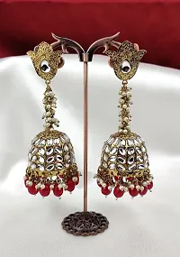 Orbis Long and Big Earrings Jhumka-Maroon-thumb1