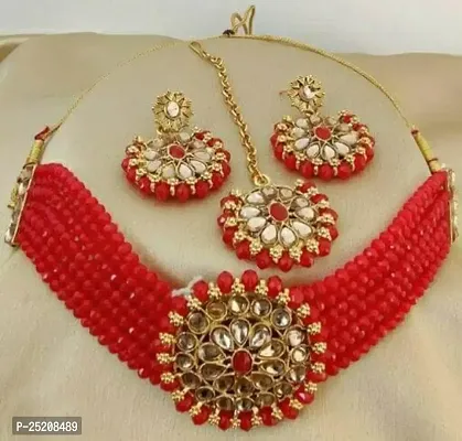 Orbis Choker Jewellery Set-Red