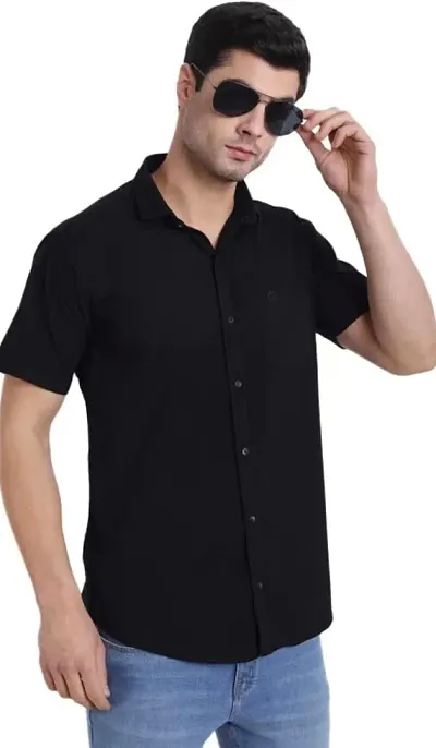 Mens Solid Half Sleeve Shirt