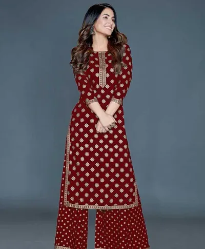 Stylish Fancy Rayon Kurta With Bottom Wear Set For Women