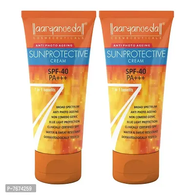 Aryanveda Sunprotective Sunscreen Spf 40 PA+++ UV/A&B Protection for Women & Men with All Day Hydration | Dry, Normal Skin -120 Ml - Pack Of 2 (60 Ml Each)-thumb0