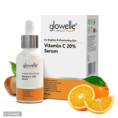 Glowelle Vitamin C Face Serum For Brighter and illuminated Skin With Orange, Lemon and Witch Hazel | Men  Women |30 ML