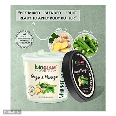 Cosmetofood BIOGLAM&#174; Whipped Body Butter with Ginger & Moringa for Anti Blemish, Deep Moisturization, Toning, Hydrating and Enhancing Skin | For All Skin Types | Plant based Moisturizer Supple and Healthy Skin | No Parabens & Sulphate, 100% Vegan - 100mL-thumb3