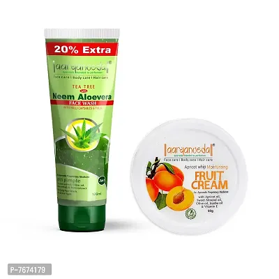 Aryanveda Tea Tree Face Wash With Neem  Aloe vera Extracts, 120ml And Apricot Whip Moisturizing Cream, 90gm