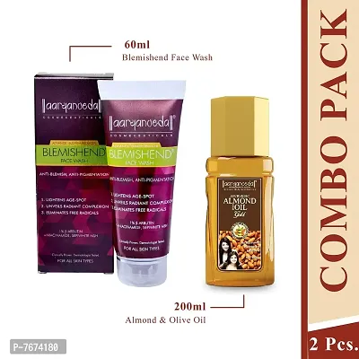 Aryanveda Blemishend Face Wash 60ml And Almond & Olive Hair Oil for All Hair Type 200mL-thumb2