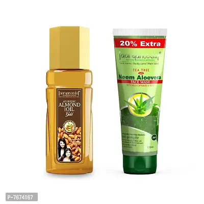 Aryanveda Tea Tree Face Wash With Neem & Aloe vera Extracts, 120ml And Almond & Olive Hair Oil for All Hair Type, 200mL-thumb0