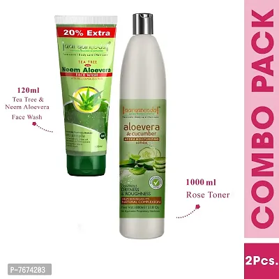Aryanveda Tea Tree Face Wash With Neem & Aloe vera Extracts, 120ml And Aloevera & Cucumber Hydra Body Lotion, 1000 mL-thumb2