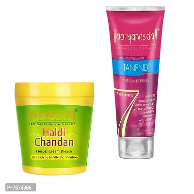 Aryanveda Herbals Haldi Chandan Bleach Cream 250g And Tanend Tan Removal Face Wash, 60ml-thumb0