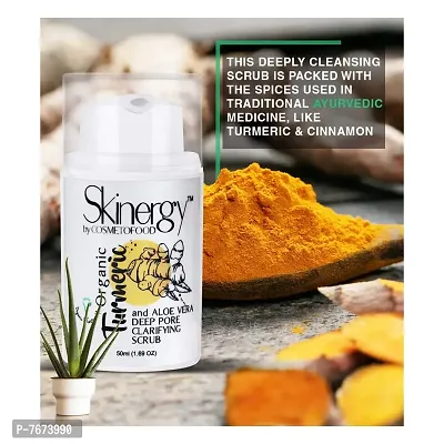 cosmetofood Skinergy Organic Turmeric & Aloe Vera Clarifying Face Scrub with Avocado Body Yogurt, 75 Ml-thumb3