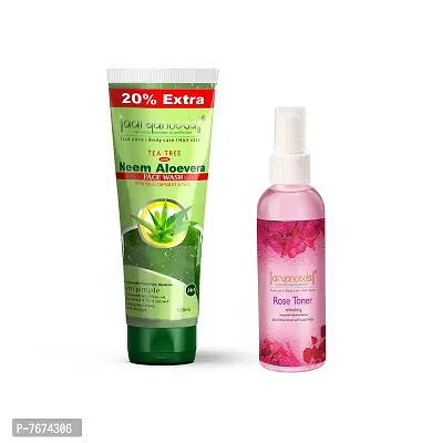 Aryanveda Tea Tree Face Wash With Neem & Aloe vera Extracts, 120ml And Rose Face Toner, 100ml-thumb0