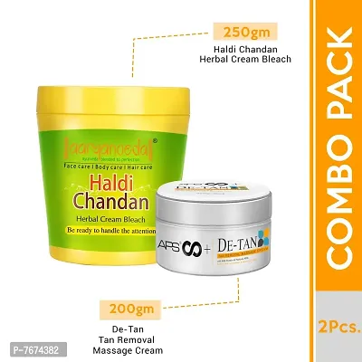 Aryanveda Herbals Haldi Chandan Bleach Cream 250 g And D-Tan Removal Face Massage Cream With Milk Proteins | No Paraben | No Sulphate, 200g-thumb2