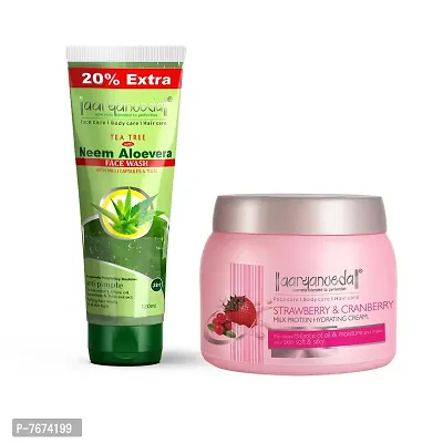 Aryanveda Tea Tree Face Wash With Neem & Aloe Vera Extracts, 120 Gm (Pack Of 2) (Tea Tree Face Wash + Strawberry & Cranberry Cream)