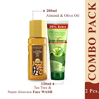 Aryanveda Tea Tree Face Wash With Neem & Aloe vera Extracts, 120ml And Almond & Olive Hair Oil for All Hair Type, 200mL-thumb1