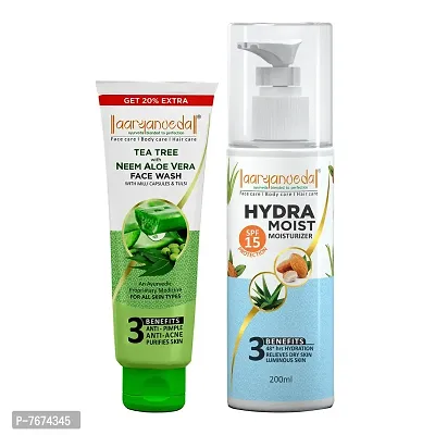 Aryanveda Tea Tree Face Wash With Neem & Aloe vera Extracts, 120ml And Hydra Moist Face And Body Moisturizer SPF-15, 200ml
