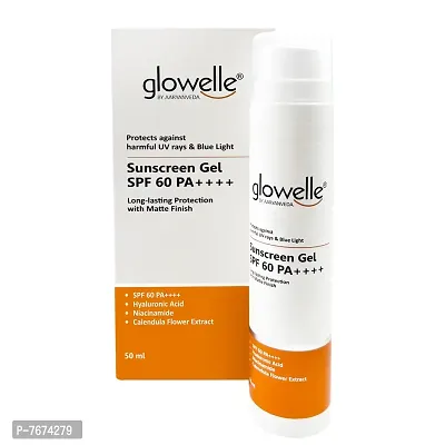 Glowelle Sun Protective Sunscreen Gel Spf 60 PA++++ UV Rays & Blue Light Protection Sunscreen Body Lotion Gel for Women & Men, 50ml