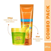 Aryanveda Herbals Haldi Chandan Face Bleach Cream 250g And Sunscreen Lotion With SPF 40 (60 gm)-thumb1