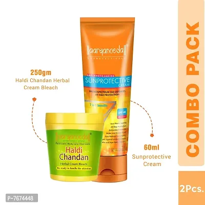 Aryanveda Herbals Haldi Chandan Face Bleach Cream 250g And Sunscreen Lotion With SPF 40 (60 gm)-thumb2