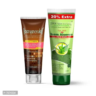 Aryanveda Tea Tree Face Wash With Neem & Aloe Vera Extracts, 120 Gm (Pack Of 2) (Tea Tree Face Wash + Pollutend Face Wash)