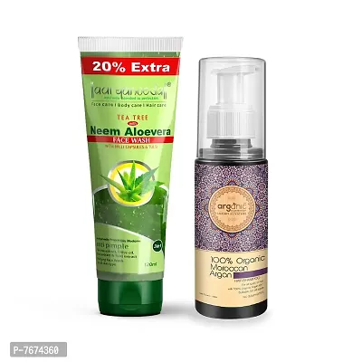 Aryanveda Tea Tree Face Wash With Neem  Aloe Vera Extracts, 120 Gm (Pack Of 2) (Tea Tree Face Wash + Argan Hair Shampoo)