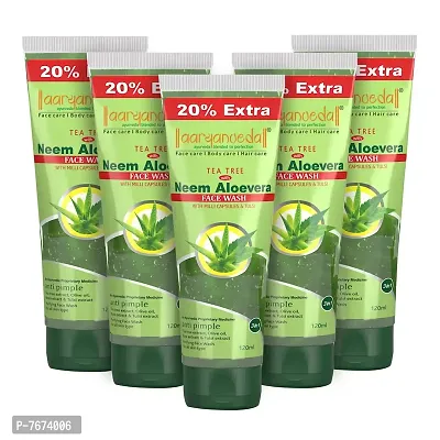 Aryanveda Tea Tree Face Wash With Neem & Aloe Vera Extracts, 120 Gm (Pack Of 2) (Pack of 5)