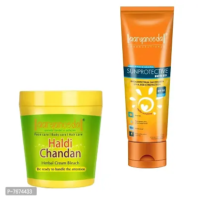 Aryanveda Herbals Haldi Chandan Bleach Cream 250g And Sunscreen Lotion SPF 50 All Skin Type - 60 gm