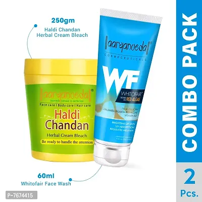 Aryanveda Herbals Haldi Chandan Bleach Cream 250g And Whitofair Unisex Face wash That Brightens Up Skin | UV Absorption | Regulates Melanin, 60ml-thumb2