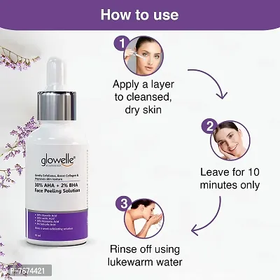 Glowelle 30% AHA and 2% BHA Face Peeling Solution For Mild Exfoliation and Skin Clarity | Men & Women | 30 ML-thumb5