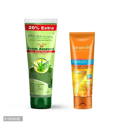 Aryanveda Tea Tree Face Wash With Neem & Aloe Vera Extracts, 120 Gm (Pack Of 2) (Tea Tree Face Wash + Sunscreen Lotion With SPF 40)