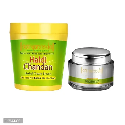 Aryanveda Herbals Haldi Chandan Bleach Cream 250 gm And Blemishend Unisex Anti Blemish and Pigmentation Face Cream For Anti-Ageing All Skin Type, 50g