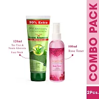 Aryanveda Tea Tree Face Wash With Neem & Aloe vera Extracts, 120ml And Rose Face Toner, 100ml-thumb1