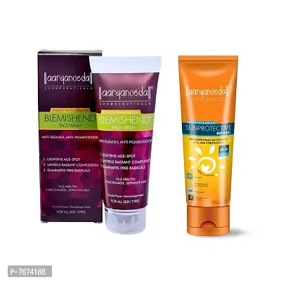 Aryanveda Blemishend Face Wash 60ml And Sunscreen Lotion SPF 50 All Skin Type - 60gm